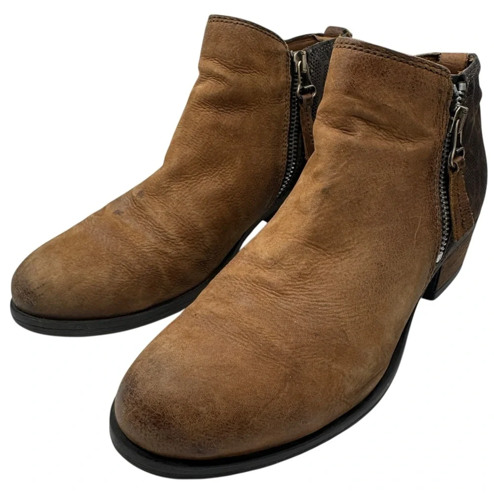 Miz Mooz Tan and Brown Leather Ankle Booties - Size 37/ US 6.5-7
